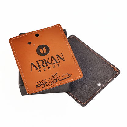 Brown embossed imitation leather hangtag