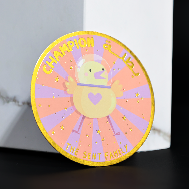 Round full-page printing gold stamping card