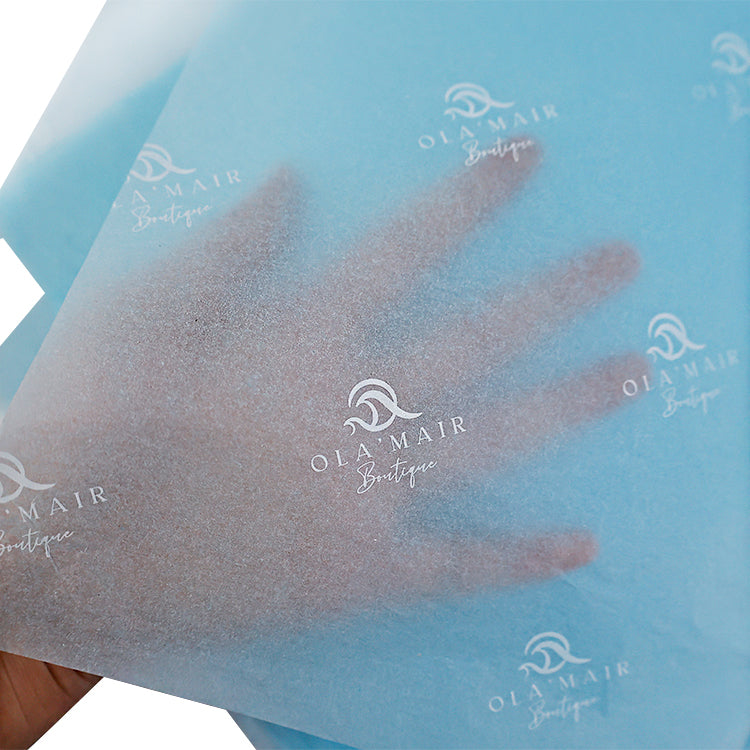 Blue wrapping paper pattern with white print