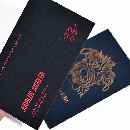 Blue and black card pattern, gold foil on the edges, red Craft