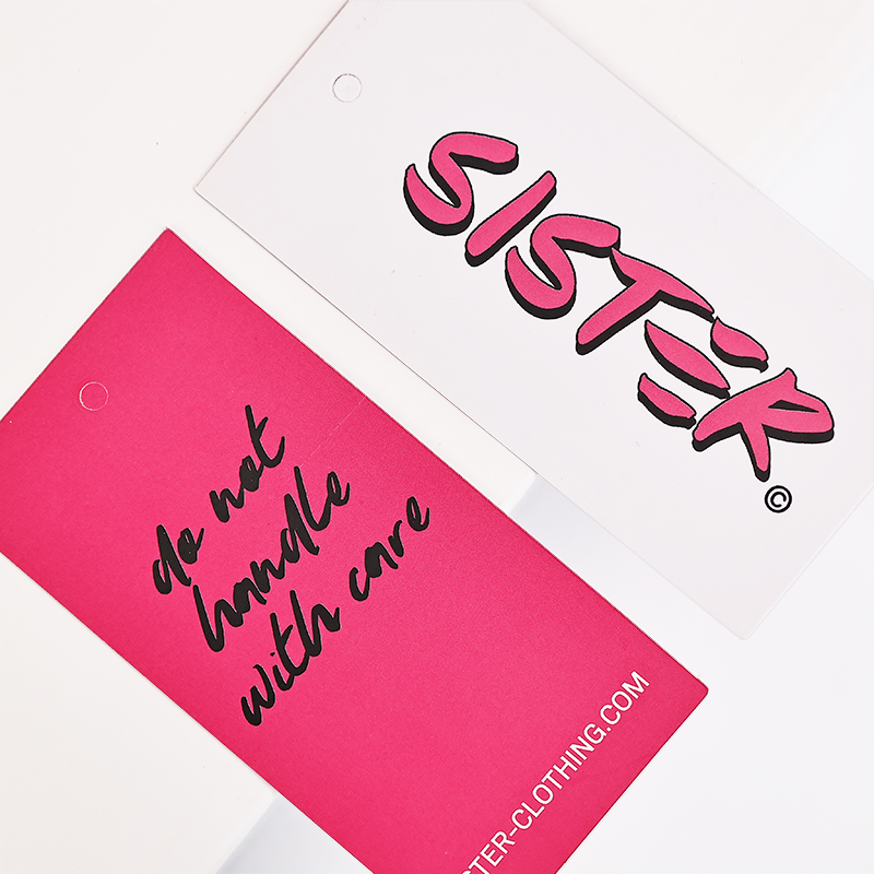 Pink double-sided pattern printing tag