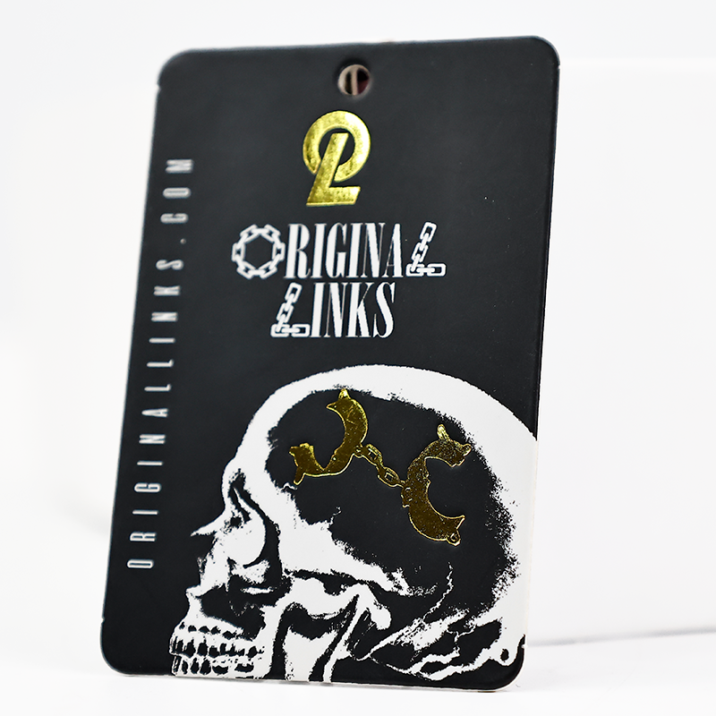 Black long gold stamping plus monochrome printing tag