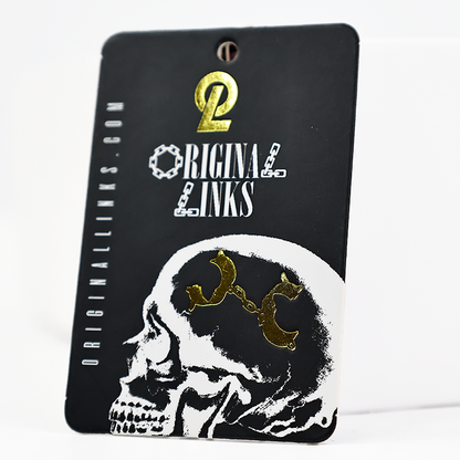 Black long gold stamping plus monochrome printing tag