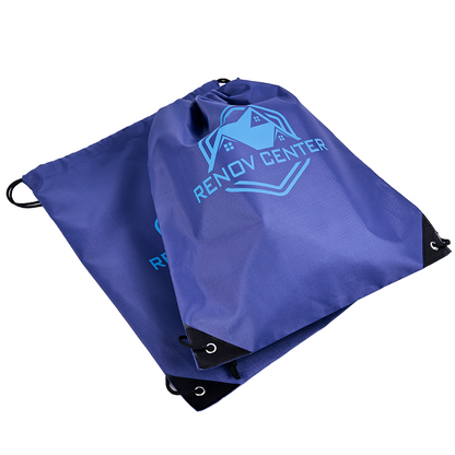 Blue Polyester Backpack Drawstring Bag
