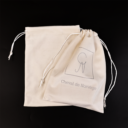 Light brown patterned silver flannel drawstring bag