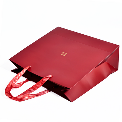 Red gold stamped paper bag