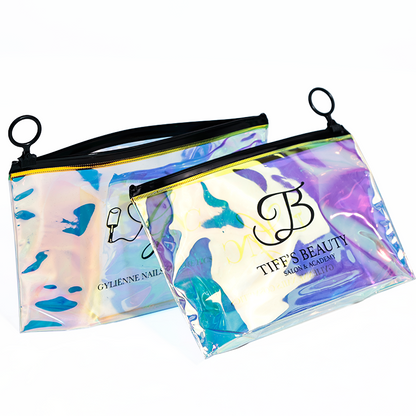 Transparent laser bottom PVC zipper bag
