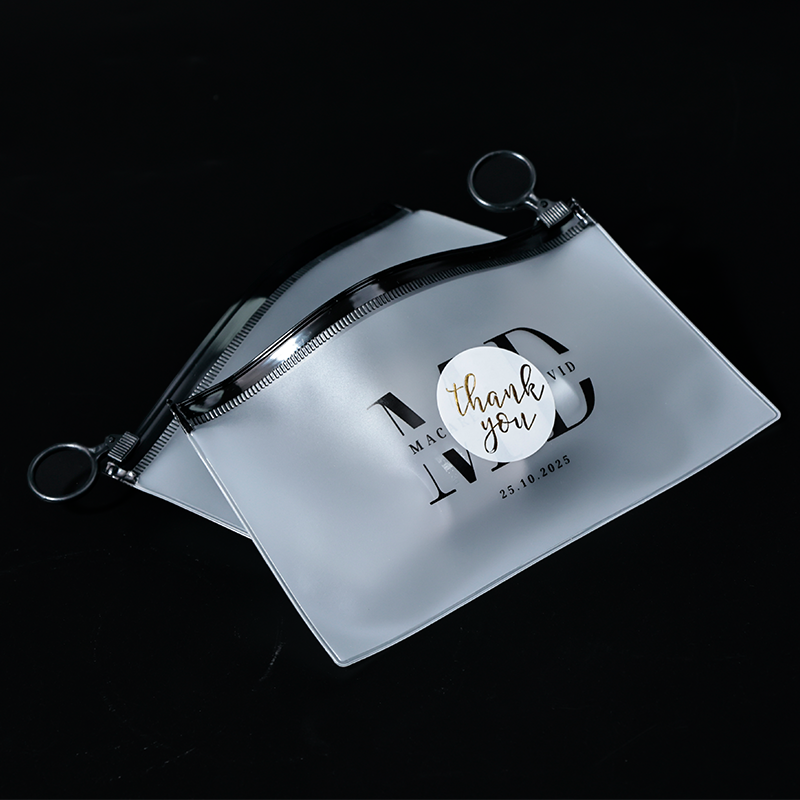 Transparent frosted long zipper bag