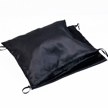 Black long pattern gold-stamped drawstring bag