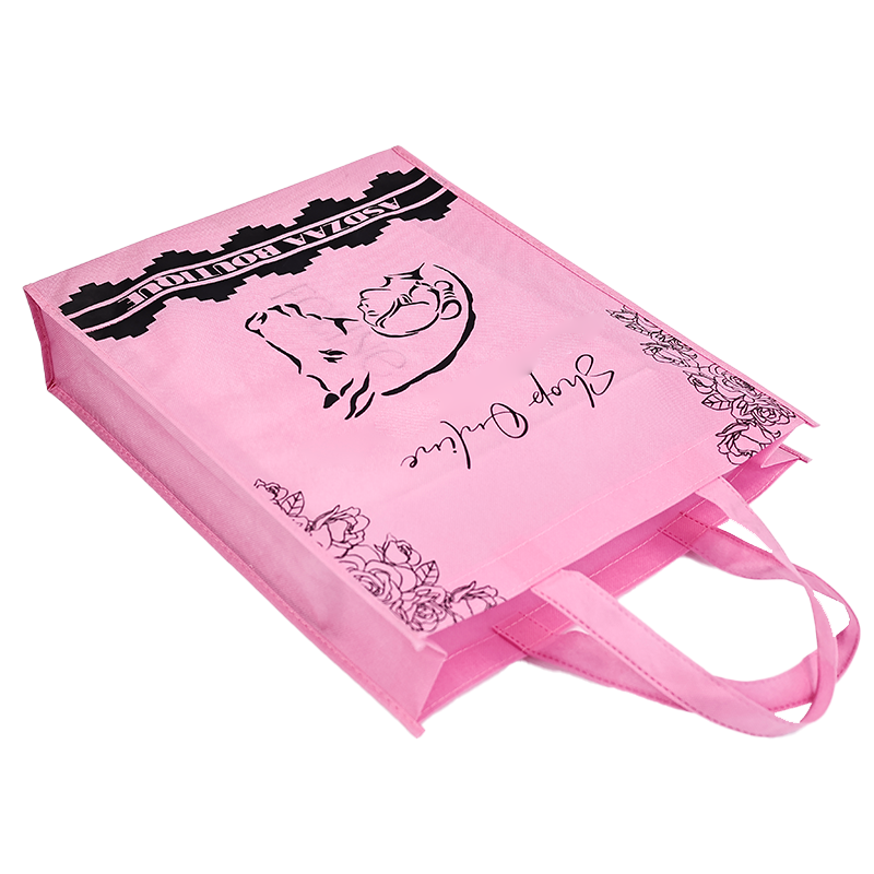 Large size full print pink non-woven tote bag