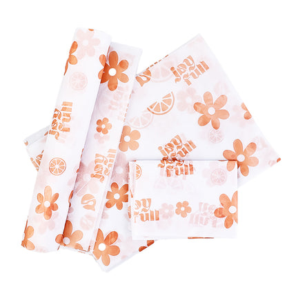 White Shirley Paper Print Orange Pattern Wrapping Paper