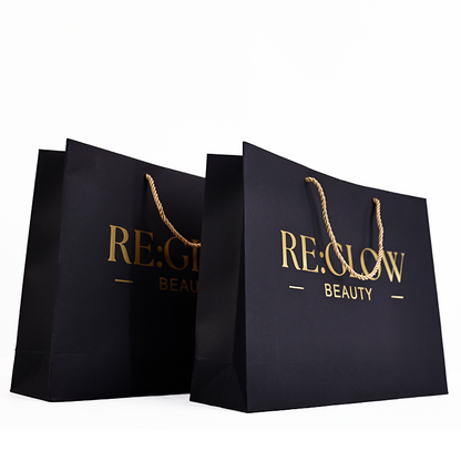 Black gold foil kraft paper tote bag