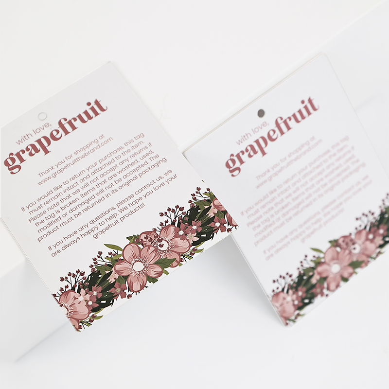 White printed square tag