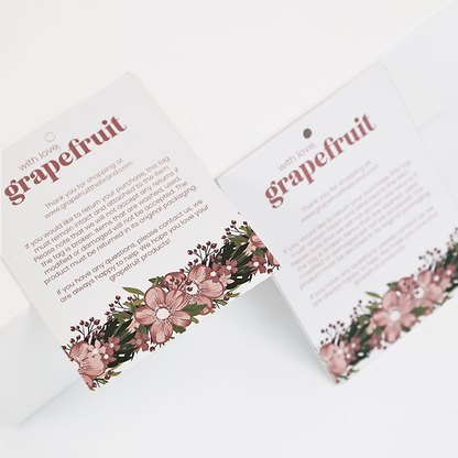 White printed square tag