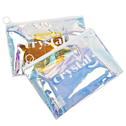 Transparent laser ring zipper bag