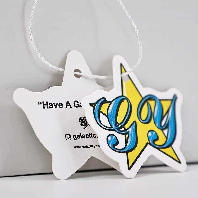 Five-pointed star shaped full-print hangtag