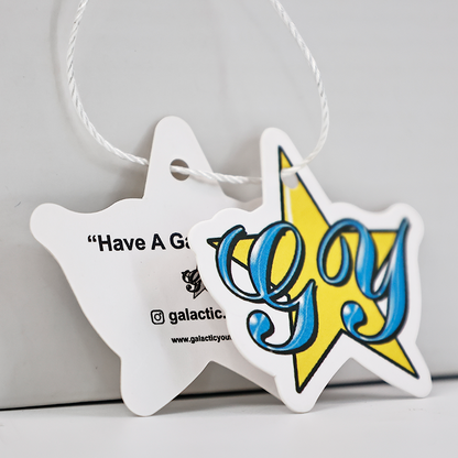 Five-pointed star shaped full-print hangtag