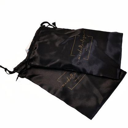 Black pattern gold-stamped drawstring bag