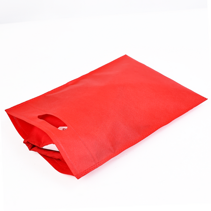 Red non-printed flat non-woven tote bag
