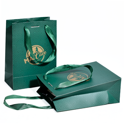 Green small size pattern gold stamping paper bag