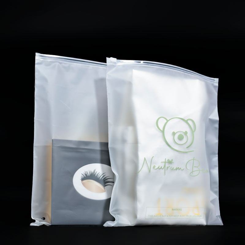 Transparent frosted zipper bag