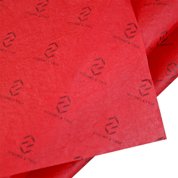 Red wrapping paper with black pattern printing