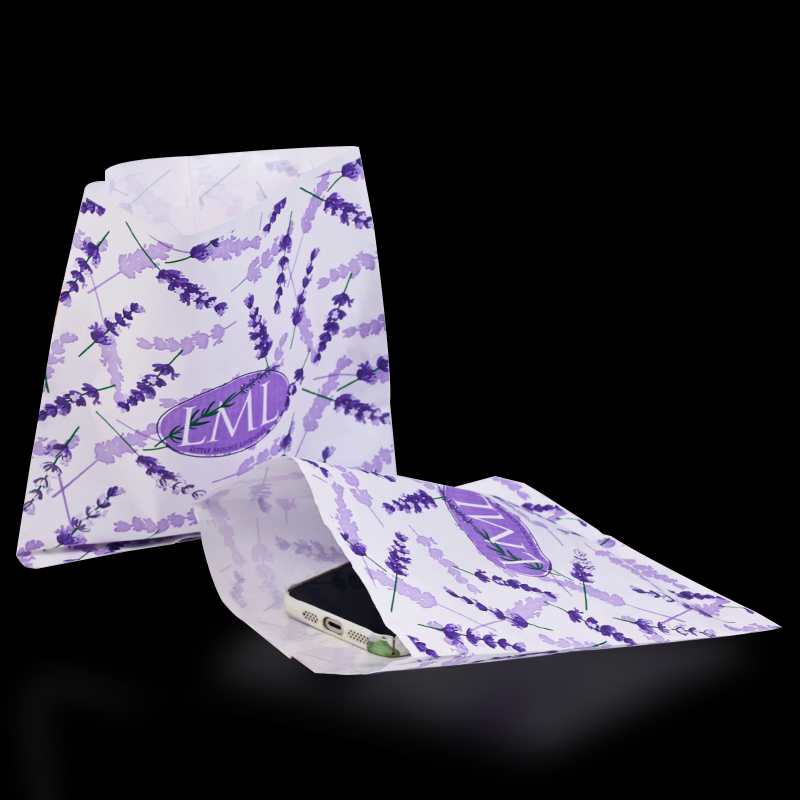 White kraft paper full lavender flat paper bag