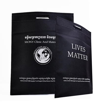 Black non-woven four-finger flat tote bag