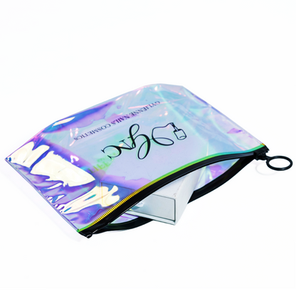 Transparent laser bottom PVC zipper bag