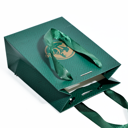 Green small size pattern gold stamping paper bag