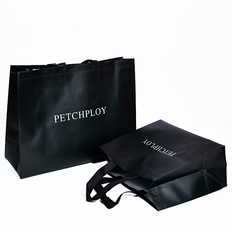 Black glossy multi-size non-woven tote bag