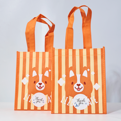 Orange full print non-woven tote bag
