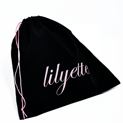 Black flannel drawstring bag