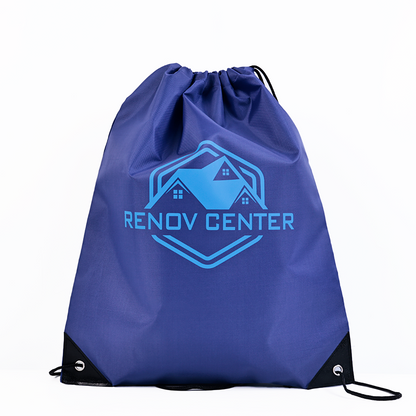 Blue Polyester Backpack Drawstring Bag