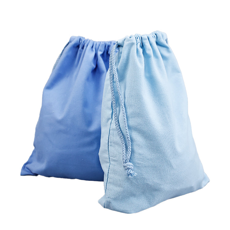 Teal cotton drawstring bag