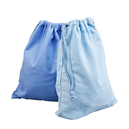 Teal cotton drawstring bag