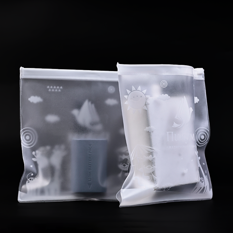 Square full pattern printed plastic snap zipper bag