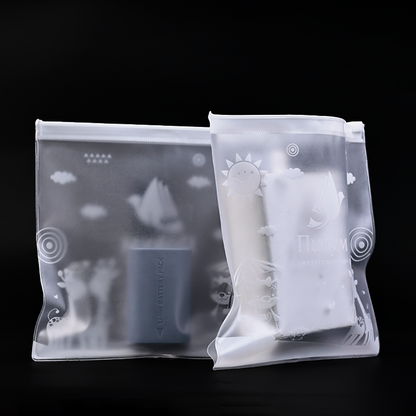 Square full pattern printed plastic snap zipper bag