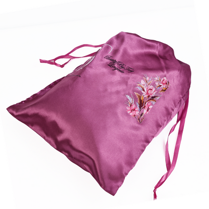 Purple Large Size Satin Drawstring Bag