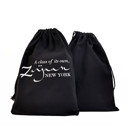 Black cotton drawstring bag