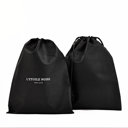 Black non-woven drawstring bag