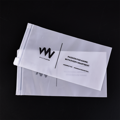 White frosted long zipper bag