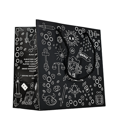 Black multi-pattern full-print paper bag