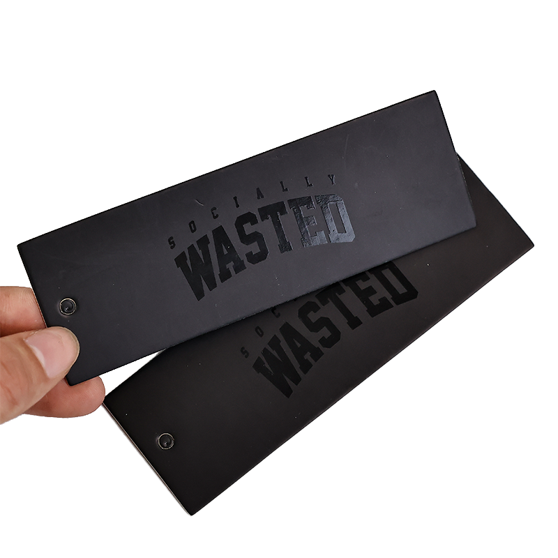 Black long UV printed hangtag