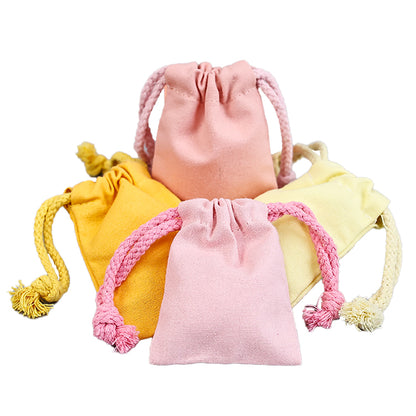 Yellow and pink drawstring cotton bag