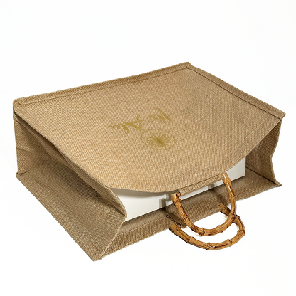 Large size bamboo handbag linen tote bag