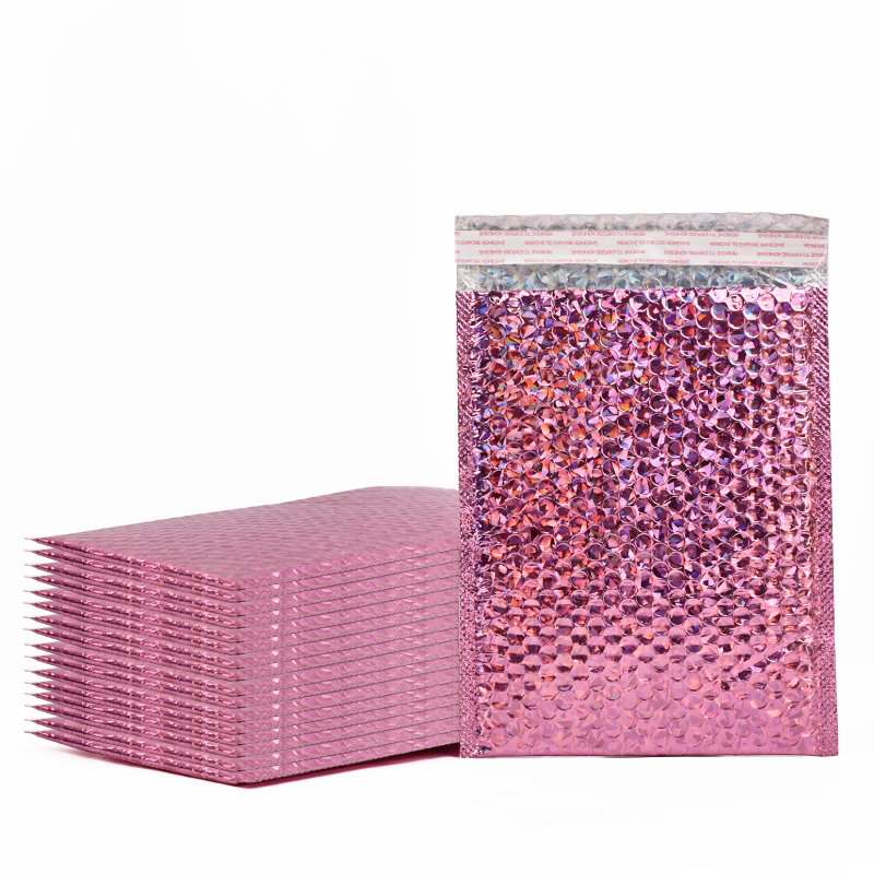 Pink laser self-adhesive aluminized bubble courier bag