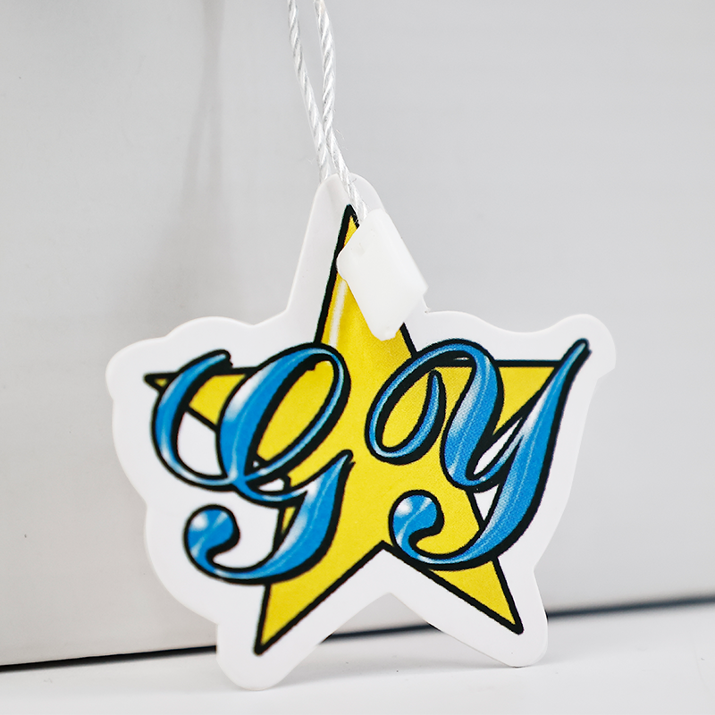 Five-pointed star shaped full-print hangtag