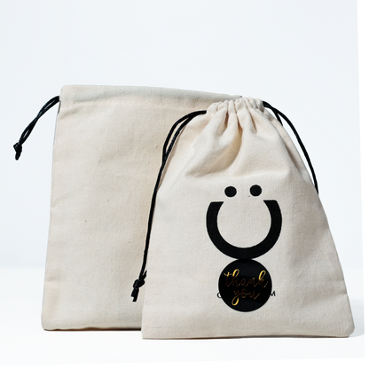 Off-white cotton drawstring bag
