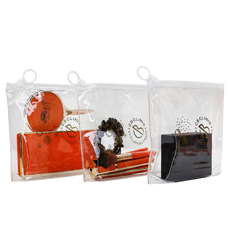 White pull ring transparent zipper bag